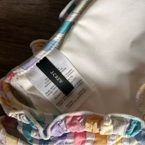 J. Crew Seersucker Rainbow Pastel Bikini Set, Swimwear Women’s Medium - Picture 6 of 7